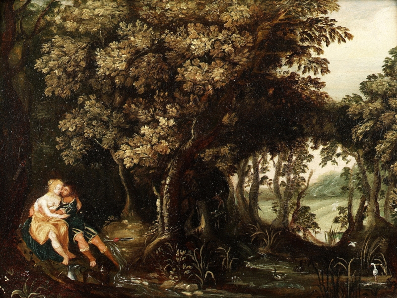 Unknown Artist, Antwerp School - Venus And Adonis In A Wooded Landscape, Early 17th Century